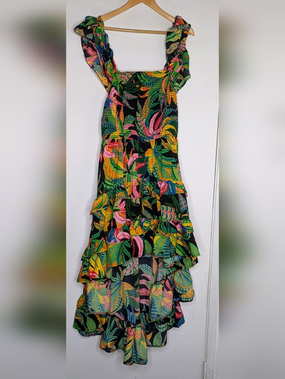 Anthropologie Live 4 Truth tropical floral ruffle Hi Low dress size 2X